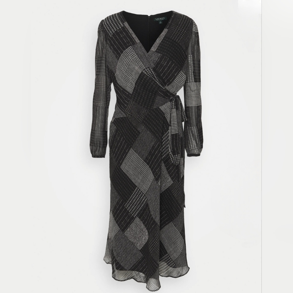 Lauren Ralph Lauren Black and Gray Patchwork Dress